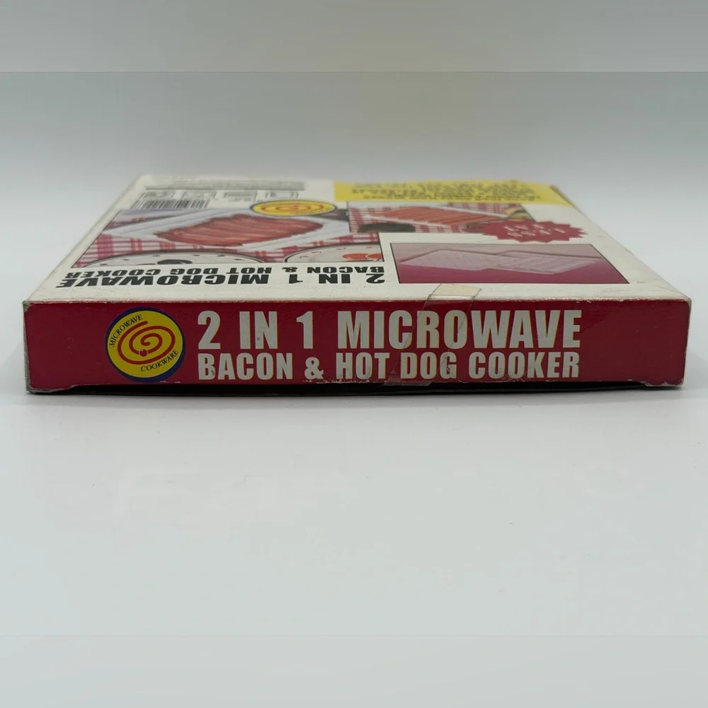 2-in-1 White Microwave Bacon & Hot Dog Cooker - New Open Box